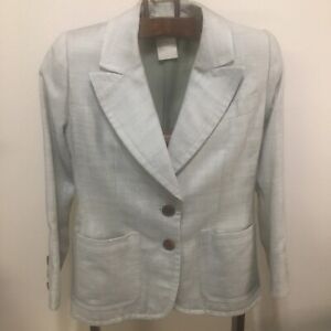 Yves Saint Laurent Rive Gauche Vintage Light Green Silk Blazer Jacket Size 38