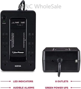 Cyberpower ST625U Backup Surge Protector 625va/360w Compact Black Free Shipping - Afbeelding 1 van 4