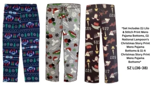 Set of 3 Graphic Mens Casual Pull On Christmas Print Sleep Pants Size L (36-38) - Picture 1 of 4