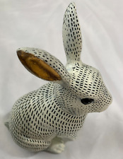 White Spotted 8" Sitting Bunny Rabbit Figurine