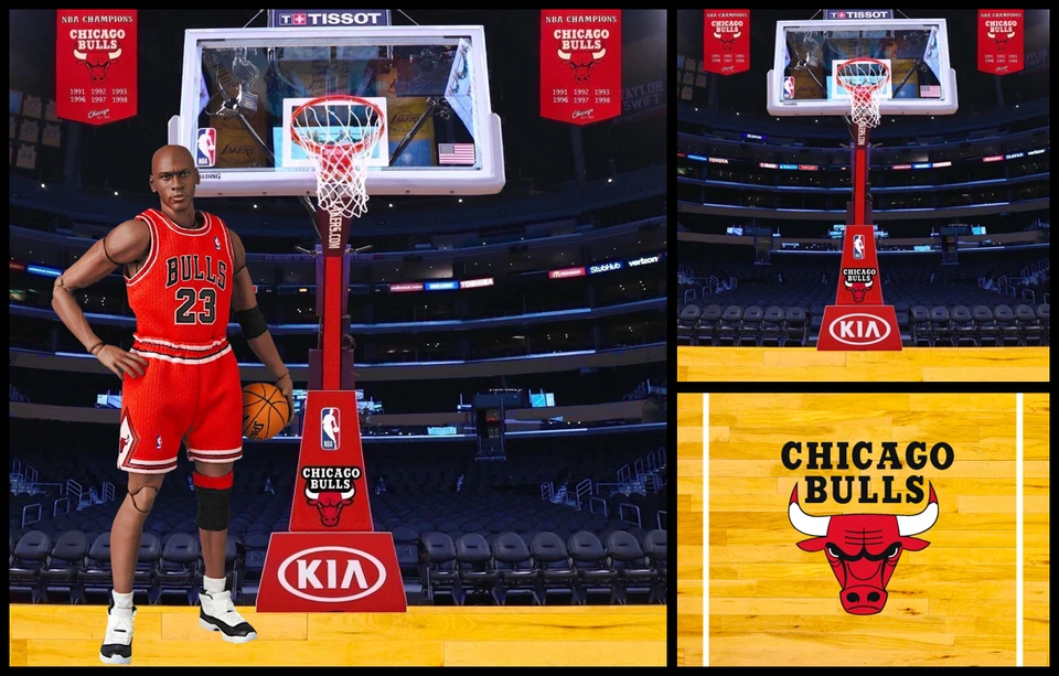 Telón de fondo 1/6 Bulls Hoop 15"x15" - Para figura de Michael Jordan Pippen Roddman 1/6 Foto 1 de 1
