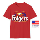 T-shirt rouge homme logo boisson café Folgers taille S à 5XL