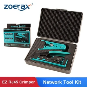 ZoeRax RJ45 Pass Through Crimp Tool Kit Ethernet Crimper Cat5e Cat6 Cat6A Cat7 - Picture 1 of 6