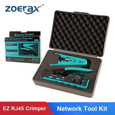 ZoeRax RJ45 Pass Through Crimp Tool Kit Ethernet Crimper Cat5e Cat6 Cat6A Cat7 - Image 1 of 4
