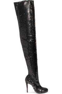 thigh high boots rhinestone sequin