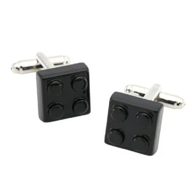 BLOQUE DE CONSTRUCCIÓN GEMELOS Negro Esmalte Metal Novedad Juguete Ladrillo NUEVO con Bolsa de Regalo Foto 1 de 4