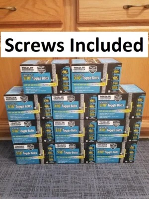 100 parafusos SnapToggle TOGGLER com parafusos HD 3/16" âncoras de parede de teto 24013 - Imagem 1 de 4