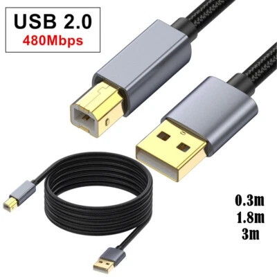 USB 2.0 Type A Male to B Male Scanner Cord Printer Cable Converter Jack Plug - Image 1 of 4