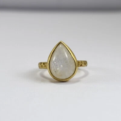 Anillo de plata de ley 925 con forma de gota natural enchapado en oro hecho a mano Foto 1 de 4