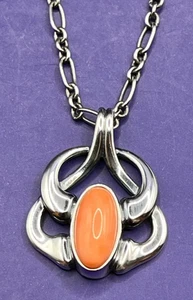 GEORG JENSEN Heritage Pink Moonstone Pendant Necklace 2006 925 Silver 10g - Bild 1 von 13