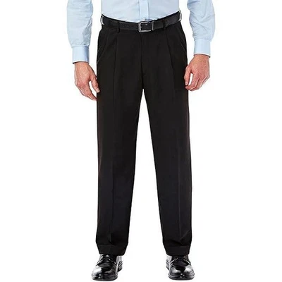 Mens Trousers Black Dress Pants Big & Tall Pleated Slacks & Belt Sizes 44 to 70 - Image 1 of 4
