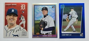 Lote de tarjetas de novato Casey Mize (3) 2021 Topps cromadas 70 años, cromo Bowman, Panini - Imagen 1 de 2
