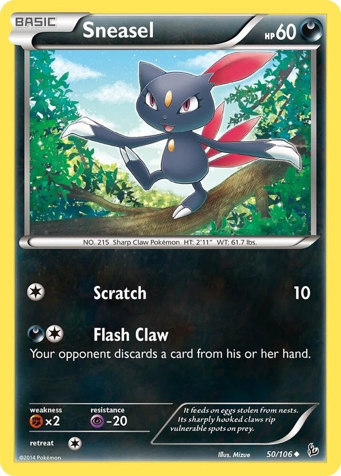 Pokémon TCG Sneasel XY Flashfire 50/106 Uncommon NM/M Darkness Sharp Claw - Image 1 of 1