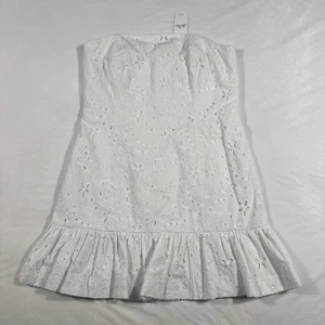 Lilly Pulitzer Dress Women 14 White Adorie Strapless Resort Sealife Eyelet Party - Picture 1 of 11