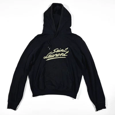Sudadera con capucha Saint Laurent años 50 Signature Logo negra talla M Foto 1 de 4