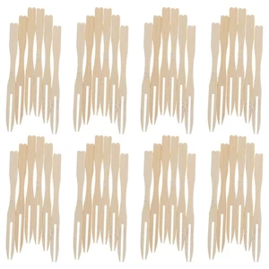  500 Stück Bambus Einweg Gabel Camping Lebensmittel Zubehör Vorspeisen Picks - Bild 1 von 12