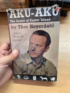 1958 THOR HEYERDAHL "AKU AKU" SECRET OF EASTER ISLAND ILLUSTRATED HB BOOK (P4) - Imagen 1 de 21