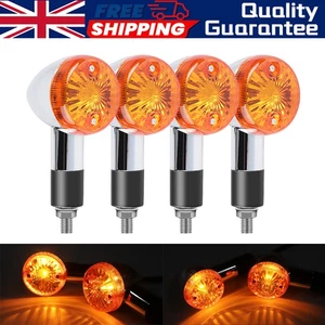 4X Chrom Motorrad Blinkleuchten Bulleyt Blinker für Bobber Cafe Racer - Bild 1 von 12