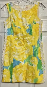 Vestido Lilly Pulitzer Mila Shift Talla 2 Amarillo Primeras Impresiones - Imagen 1 de 3