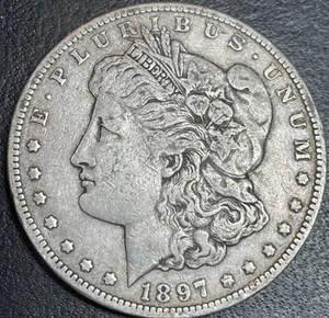 1897-S Morgan Silber 1 Dollar Münze, selten, Halbschlüssel, besseres Datum - keine Reserve! - Bild 1 von 2