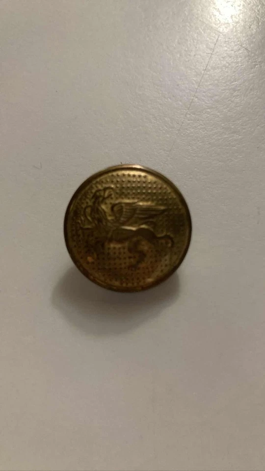 Antique Brass Winged Griffin Livery Uniform Button Heraldic Lion Eagle - Image 1 of 1