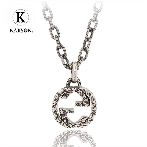 Gucci Collana Incastro G Ciondolo Argento Ag925 Arabesco Donna