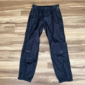 Marmot Men's Pants Large Black Precip Lightweight Waterproof Ankle Zip Outdoor - Picture 1 of 14