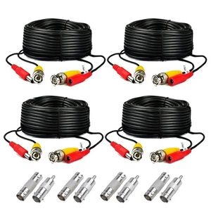 4-Pack 125ft Black Pre-Made All-in-One BNC Male to Male Video and Power Cable... - Picture 1 of 6