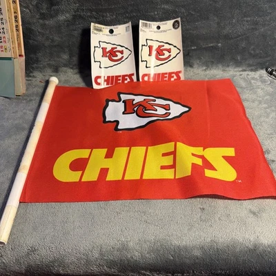 Bandera y calcomanías vintage de los Kansas City Chiefs Afc West rojas envíos gratis Foto 1 de 3