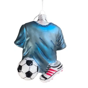 Kurt Adler Soccer Jersey Glass Ornament Shield Sports Noble Gems Futball 3.5" - Picture 1 of 8