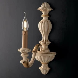 Applique Murale en Bois Classique Vintage Ivoire/Or - Picture 1 of 1