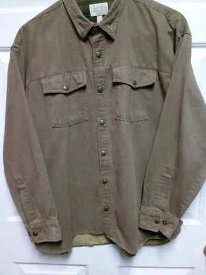 NEW-Mens CABELA'S XL BROWN Long Sleeve HEAVY COTTON Shirt Snap Button UP PERFECT - Image 1 of 4