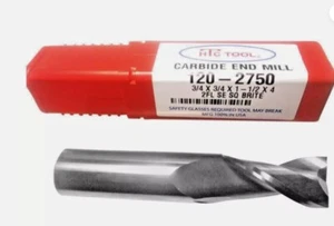 3/4 Zoll (0,750 Zoll) 2 Flöte Hartmetall Schaftfräser 120-2750 Hergestellt in den USA KOSTENLOSER VERSAND - Bild 1 von 1