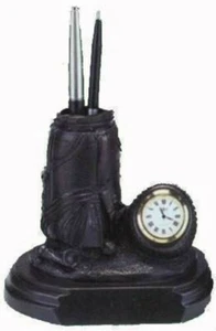 Desk Top Pen Holder Clock in Bronze Finish - Picture 1 of 1