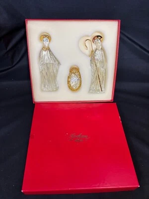 Gorham Crystal "HOLY FAMILY NATIVITY"  Joseph, Mary,  Baby Jesus  w/Original Box - Image 1 of 4