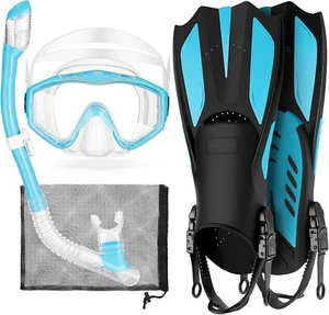 Odoland Kids Snorkel Set Wide View Diving Mask/Dry Top Snorkel fins size 9-13. - Picture 1 of 7