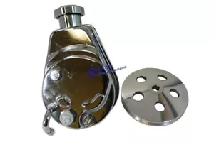 SBC BBC Chevy Chrome Saginaw Power Steering Pump w/ 1 Groove Pulley V8 LWP SWP - Bild 1 von 2