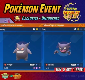 Paquete de 2 Brillante Evento Gengar Torneo Maestro de Japón ⭐ Pokémon Escarlata y Violeta - Imagen 1 de 7