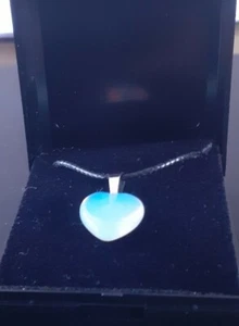 Necklace with Heart Pendant - Opalite/Moonstone Crystal  with 18" Cord Necklace - Picture 1 of 6