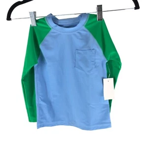 J.Crew Crewcuts Kids Colorblock Rash Guard UPF 50 Blue Green XXS - Picture 1 of 8