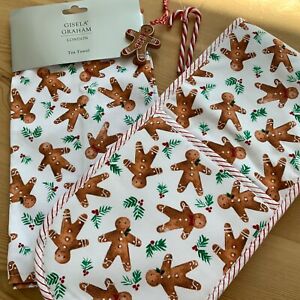 Gingerbread Men Cotton Christmas Tea Towel Oven Gloves Mitts Gisela Graham 