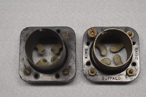 Vintage Buffalo King Black Bakelite UX 4 Pin Sockets With Metal Cylinders - Picture 1 of 6