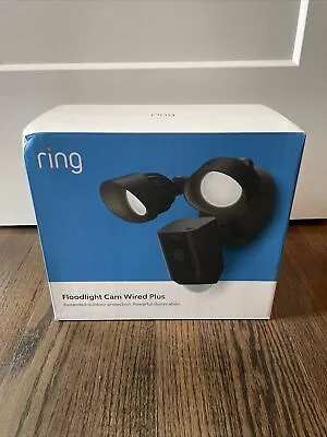 Ring Smart Lighting Floodlight Cam Wired Plus 105dB Home Security Siren Black - Image 1 of 2