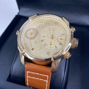 JBW G3 Gold-Tone Stainless Steel Diamond Case Men's Quartz Watch 46mm - Picture 1 of 7