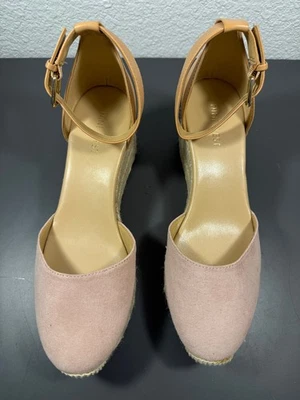 Sandalias de cuña alpargata rosa para mujer Nine West talla 8M correa al tobillo Foto 1 de 4