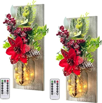 Apliques de pared rústicos apliques tarro de albañil hechos a mano arte de pared diseño colgante con  Foto 1 de 4