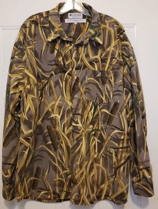 Herren Columbia Bucktail Fleece Langarm Jagd Knopf Hemd Cattail Camo XXL - Bild 1 von 2