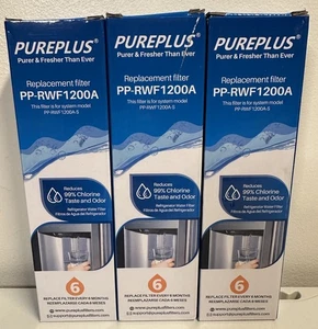 3 Pack PurePlus PP-RWF1200A / PP-RWF1200AS Refrigerator Water Filter Replacement - Picture 1 of 1