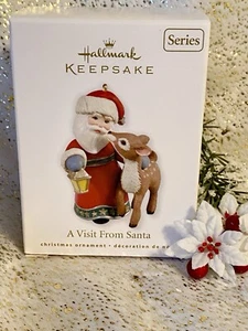 2010 Hallmark A VISIT FROM SANTA #2 Ornament SERIES Santa & Deer - Picture 1 of 4