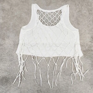 Womens Crop Top Size Small White Strappy Cut Out Sexy Festival Cover Up - Picture 1 of 5